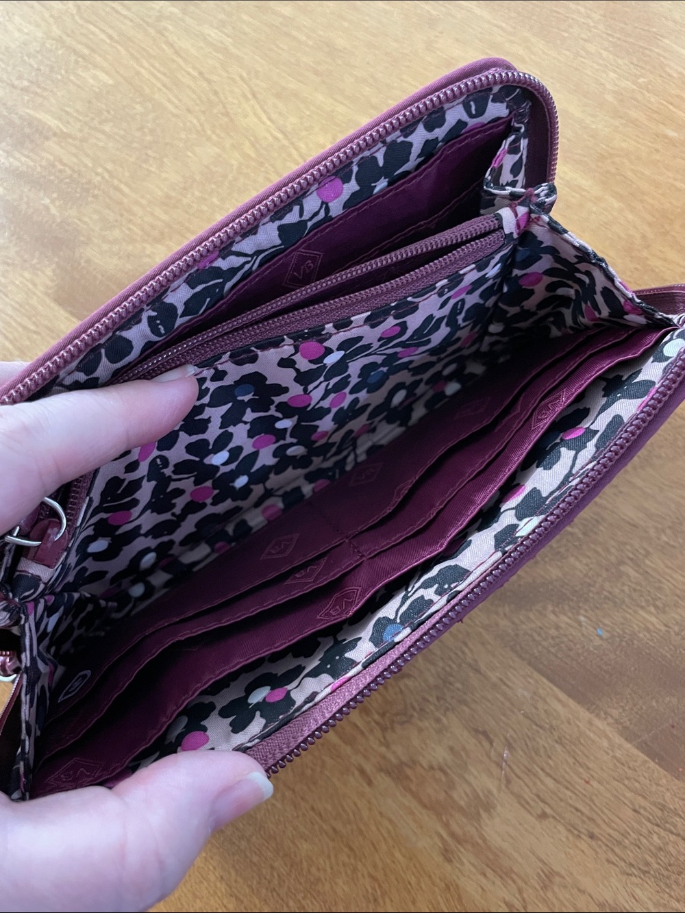 Vera Bradley Quilted RFID Zip Wallet in Maroon - Picture 10 of 11